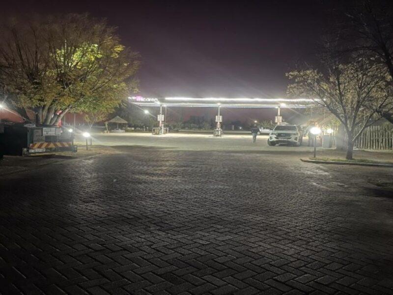 Petrol station, deserted in the early hours of the morning