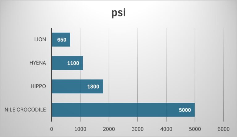 Graph depicting the crushing capabilities of African predators