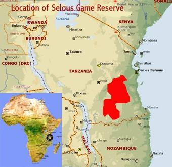Map of Selous Game Hunting Safari.