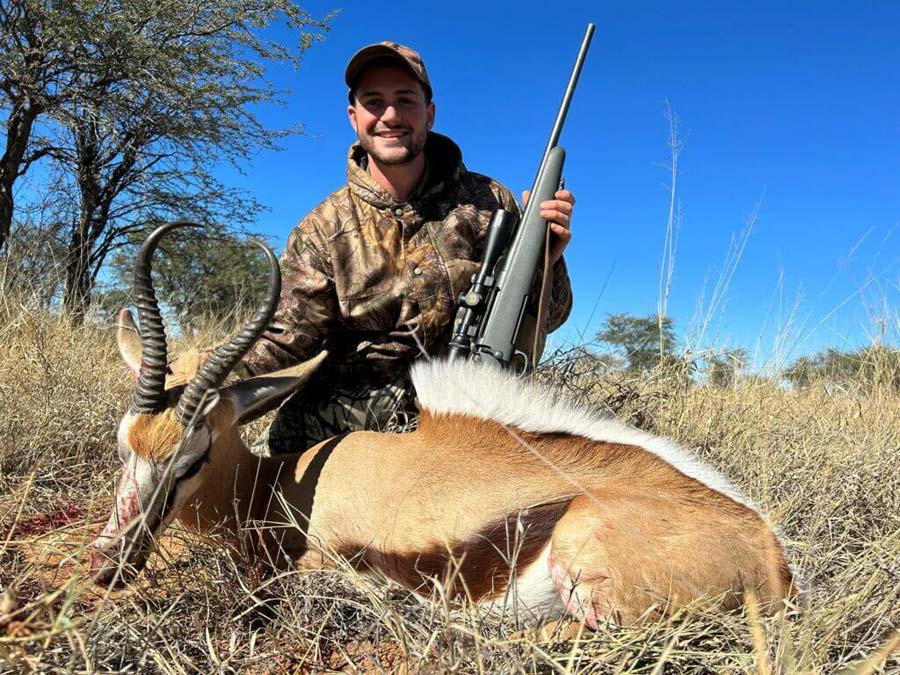 Keenan with a springbok he harvested on the African hunt.