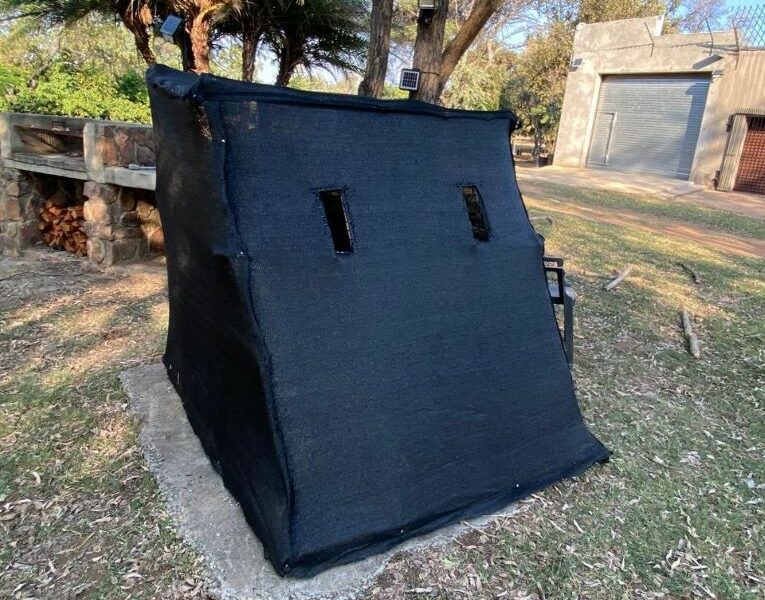 A black hide that is used in hunting